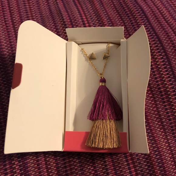 Lily Sky Jewelry - Lily Sky Tassel Long Necklace triangle earring set